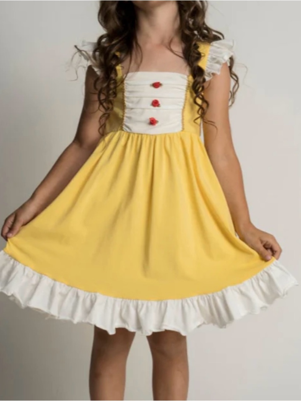 Girls Original Red Rose Dress, Belle inspired twirl dress